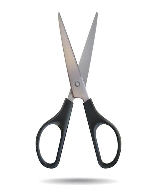 Red paper scissors clearly labeled, separate from fabric scissors — ONSA sewing blog