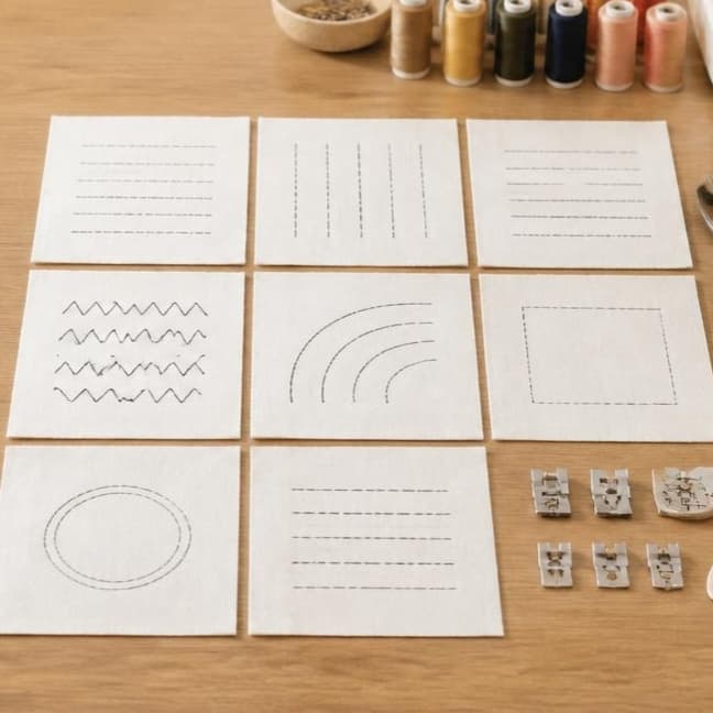 Beginner practicing straight stitch on fabric — ONSA sewing blog