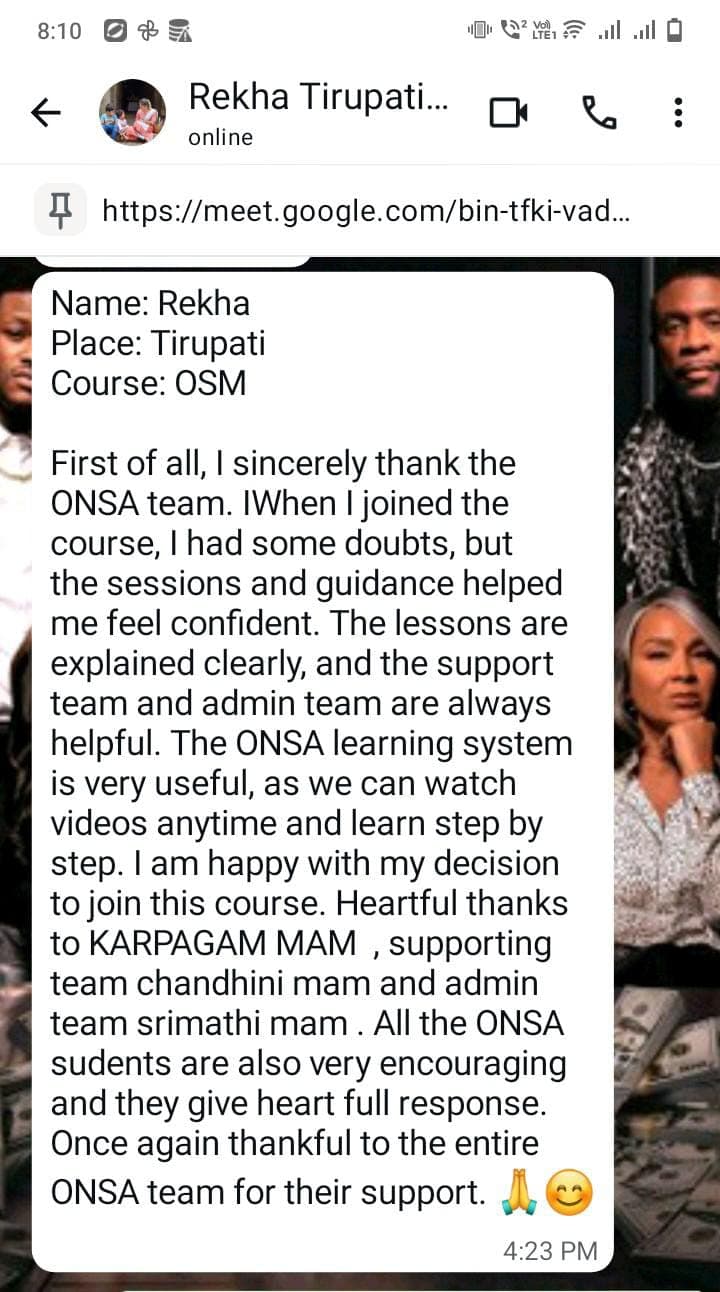 ONSA student review screenshot 1