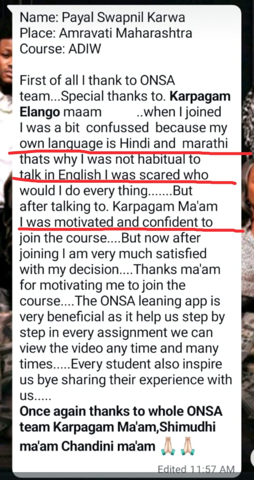 ONSA student review screenshot 4